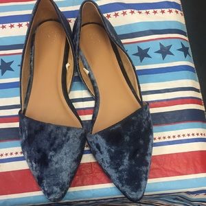 Blue/Poppy velvet flats